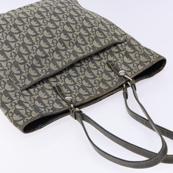 Christian Dior Trotter Canvas Tote Bag Navy Silver Auth 140546