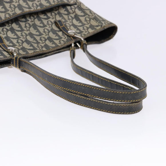 Christian Dior Trotter Canvas Tote Bag Navy Silver Auth 140546