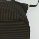 FENDI Pecan Canvas Tote Bag PVC 2way Black Brown gold Auth 140547-16