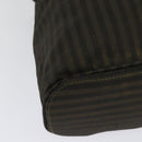 FENDI Pecan Canvas Tote Bag PVC 2way Black Brown gold Auth 140547-17