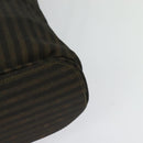 FENDI Pecan Canvas Tote Bag PVC 2way Black Brown gold Auth 140547-18