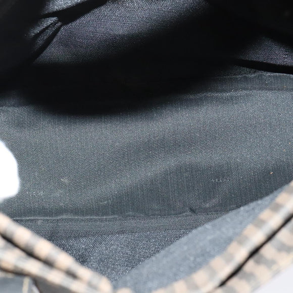 FENDI Pecan Canvas Tote Bag PVC 2way Black Brown gold Auth 140547