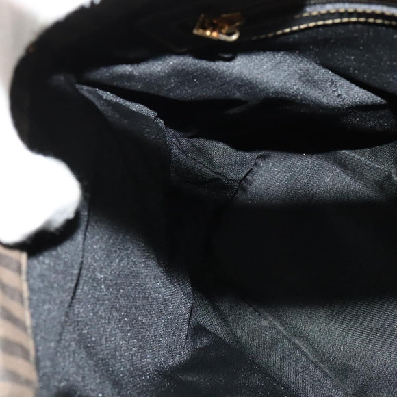 FENDI Pecan Canvas Tote Bag PVC 2way Black Brown gold Auth 140547