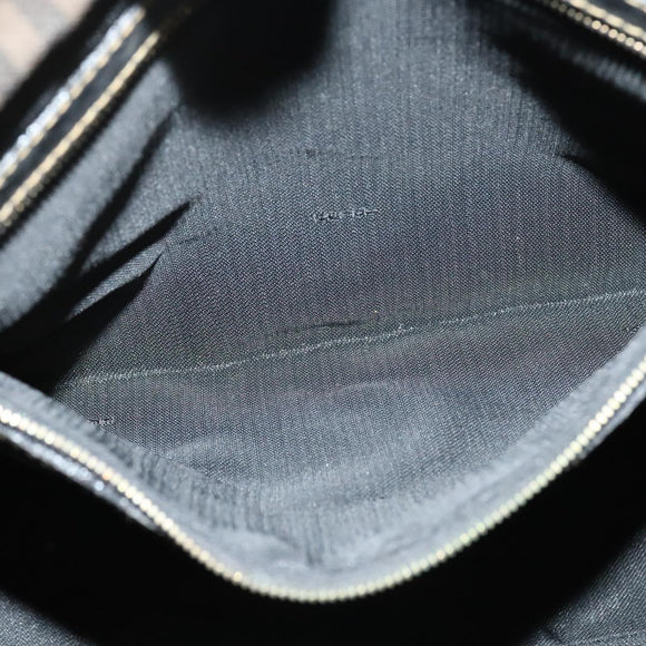 FENDI Pecan Canvas Tote Bag PVC 2way Black Brown gold Auth 140547