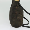 FENDI Pecan Canvas Tote Bag PVC 2way Black Brown gold Auth 140547-3