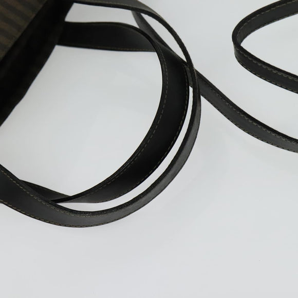 FENDI Pecan Canvas Tote Bag PVC 2way Black Brown gold Auth 140547