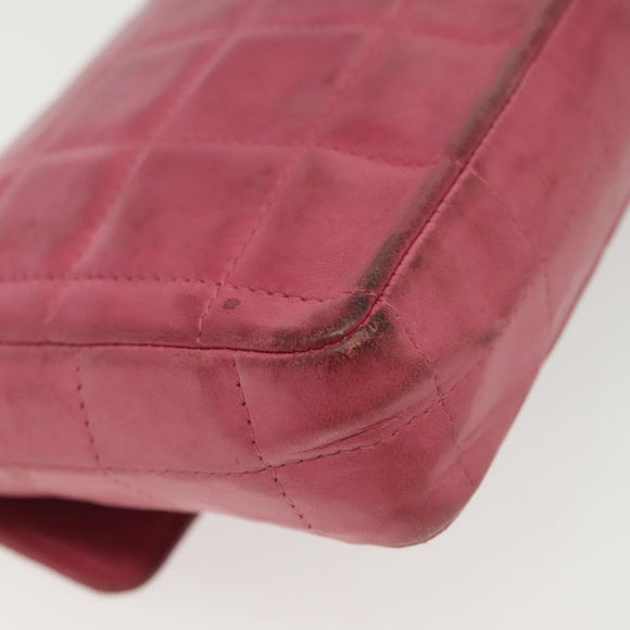 CHANEL Choco Bar Chain Shoulder Bag Leather Pink Gold CC Auth 140548