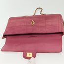 CHANEL Choco Bar Chain Shoulder Bag Leather Pink Gold CC Auth 140548-10