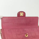CHANEL Choco Bar Chain Shoulder Bag Leather Pink Gold CC Auth 140548-20