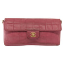 CHANEL Choco Bar Chain Shoulder Bag Leather Pink Gold CC Auth 140548-13