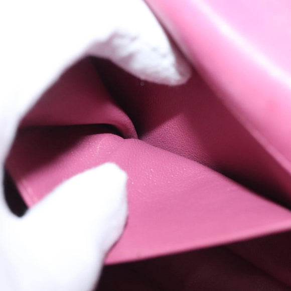 CHANEL Choco Bar Chain Shoulder Bag Leather Pink Gold CC Auth 140548