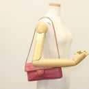 CHANEL Choco Bar Chain Shoulder Bag Leather Pink Gold CC Auth 140548-26