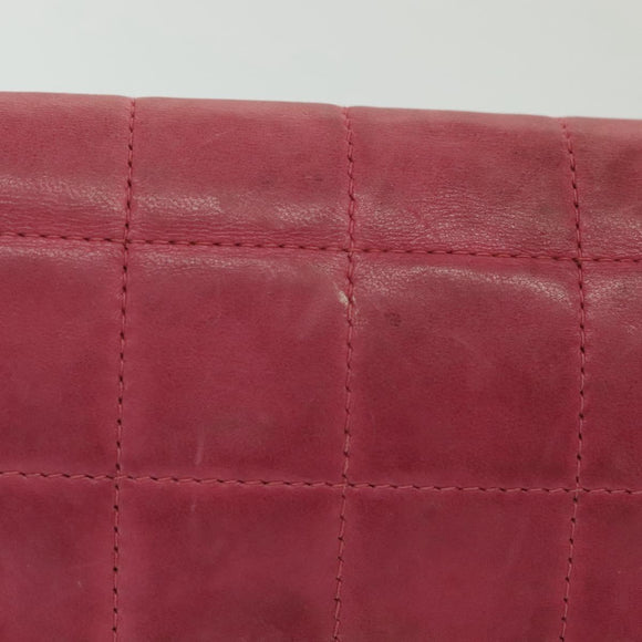 CHANEL Choco Bar Chain Shoulder Bag Leather Pink Gold CC Auth 140548