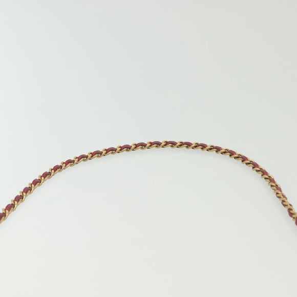 CHANEL Choco Bar Chain Shoulder Bag Leather Pink Gold CC Auth 140548