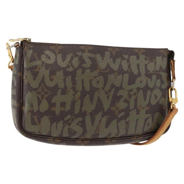 LOUIS VUITTON Graffiti Pochette Accessoires Pouch Khaki M92191 LV Auth 140580