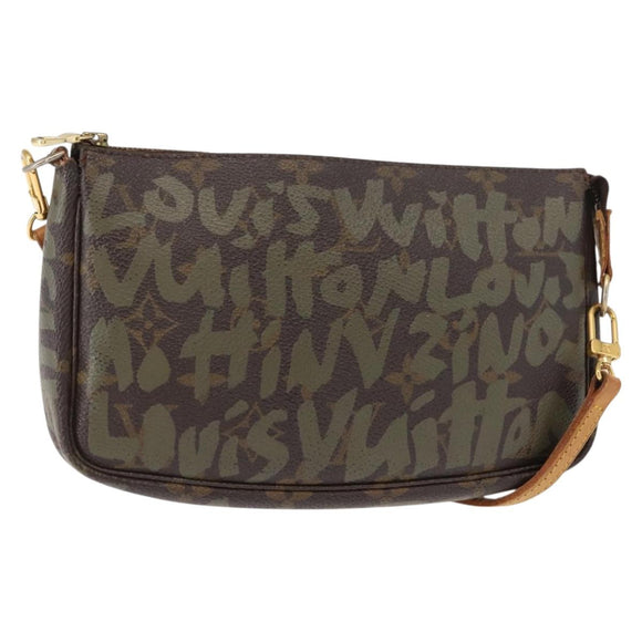 LOUIS VUITTON Graffiti Pochette Accessoires Pouch Khaki M92191 LV Auth 140580