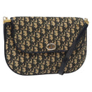 Christian Dior Trotter Canvas Shoulder Bag Navy Gold Auth 140606-1