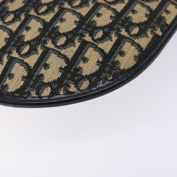 Christian Dior Trotter Canvas Shoulder Bag Navy Gold Auth 140606