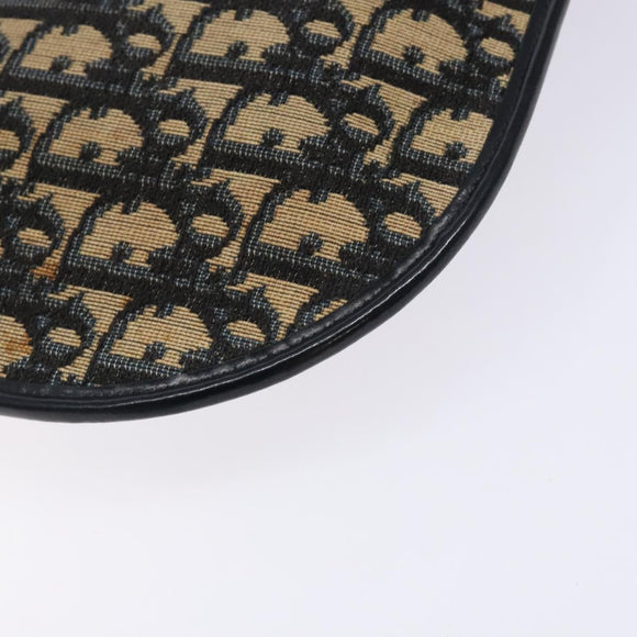 Christian Dior Trotter Canvas Shoulder Bag Navy Gold Auth 140606