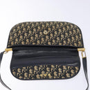 Christian Dior Trotter Canvas Shoulder Bag Navy Gold Auth 140606-15