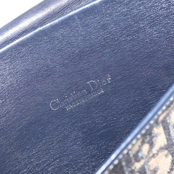Christian Dior Trotter Canvas Shoulder Bag Navy Gold Auth 140606