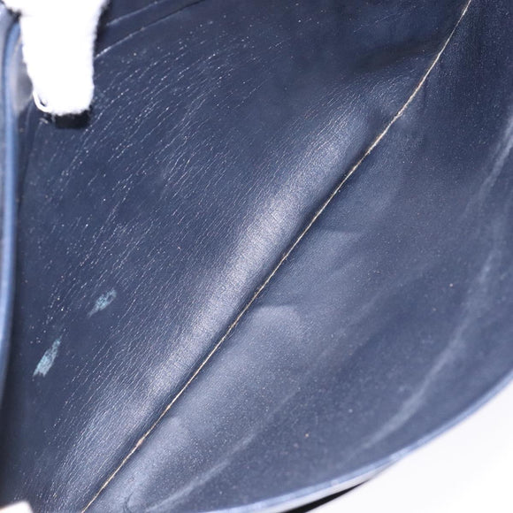 Christian Dior Trotter Canvas Shoulder Bag Navy Gold Auth 140606