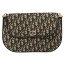 Christian Dior Trotter Canvas Shoulder Bag Navy Gold Auth 140606-2