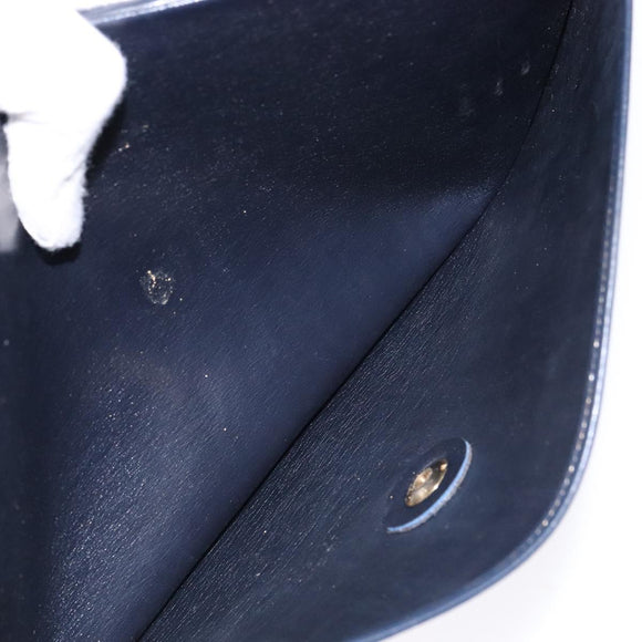 Christian Dior Trotter Canvas Shoulder Bag Navy Gold Auth 140606