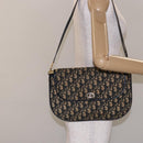 Christian Dior Trotter Canvas Shoulder Bag Navy Gold Auth 140606-21