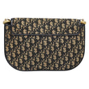 Christian Dior Trotter Canvas Shoulder Bag Navy Gold Auth 140606-3