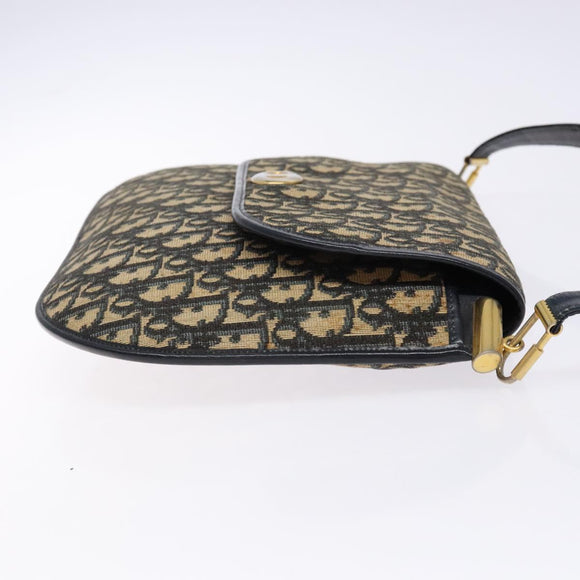 Christian Dior Trotter Canvas Shoulder Bag Navy Gold Auth 140606