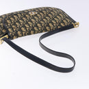 Christian Dior Trotter Canvas Shoulder Bag Navy Gold Auth 140606-7