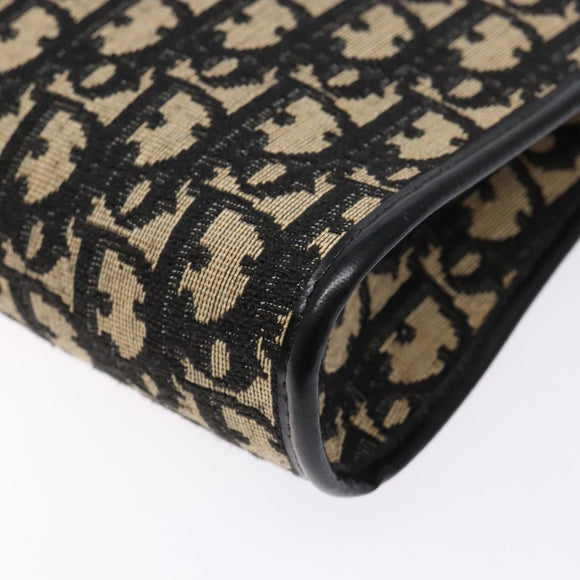 Christian Dior Trotter Canvas Shoulder Bag Navy Gold Auth 140607