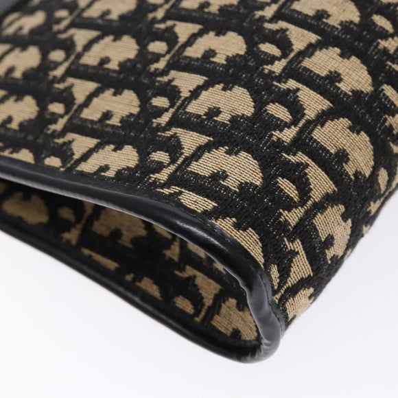 Christian Dior Trotter Canvas Shoulder Bag Navy Gold Auth 140607