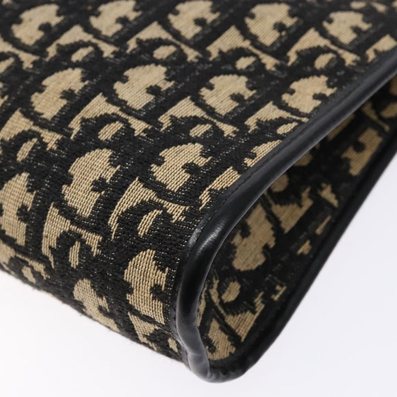 Christian Dior Trotter Canvas Shoulder Bag Navy Gold Auth 140607