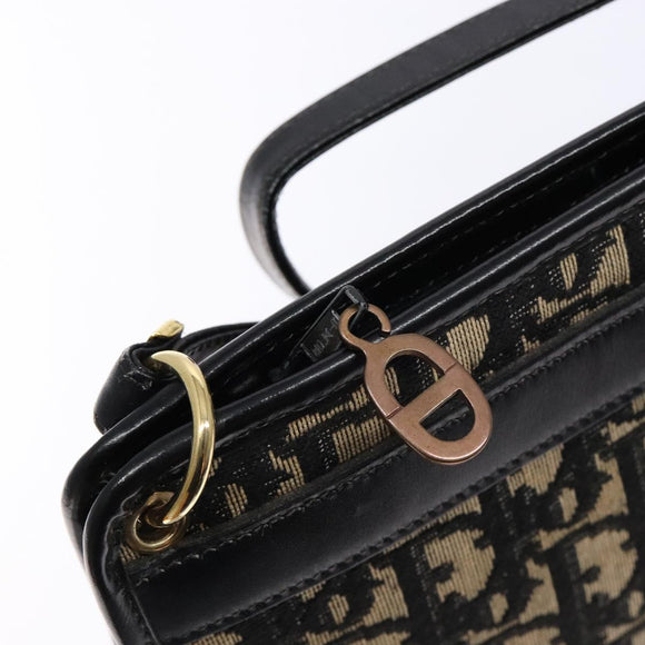 Christian Dior Trotter Canvas Shoulder Bag Navy Gold Auth 140607