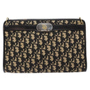 Christian Dior Trotter Canvas Shoulder Bag Navy Gold Auth 140607-2