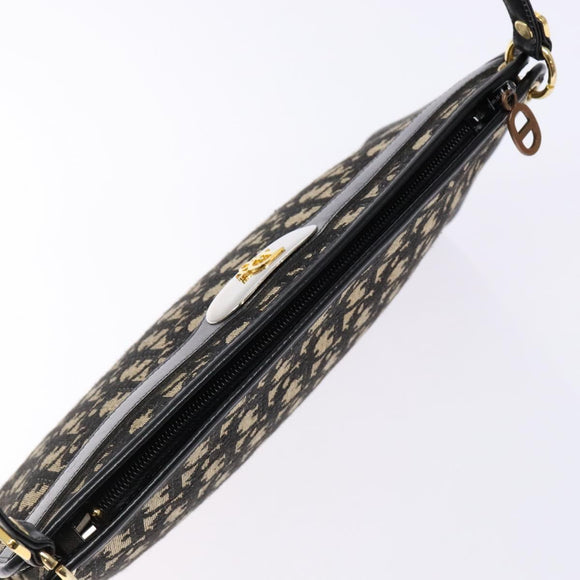 Christian Dior Trotter Canvas Shoulder Bag Navy Gold Auth 140607