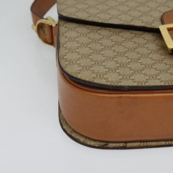 CELINE Macadam Canvas Shoulder Bag PVC Beige Gold Auth 140613