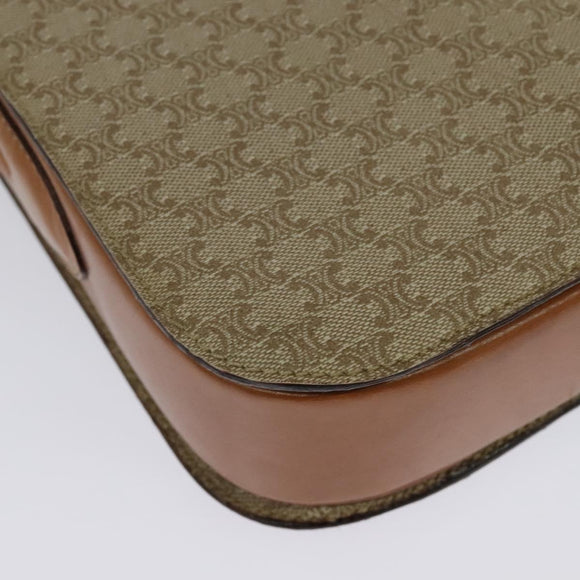 CELINE Macadam Canvas Shoulder Bag PVC Beige Gold Auth 140613
