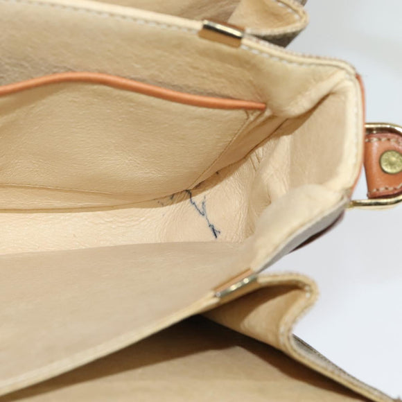 CELINE Macadam Canvas Shoulder Bag PVC Beige Gold Auth 140613