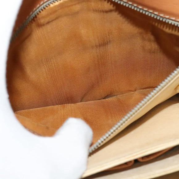 CELINE Macadam Canvas Shoulder Bag PVC Beige Gold Auth 140613