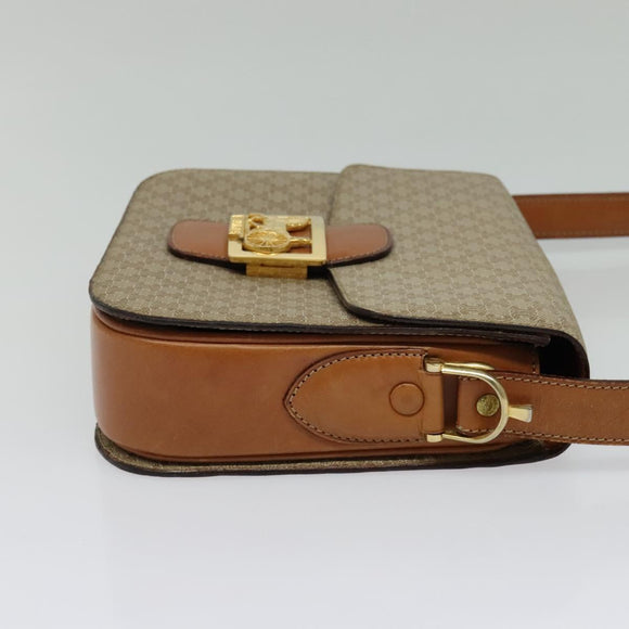 CELINE Macadam Canvas Shoulder Bag PVC Beige Gold Auth 140613