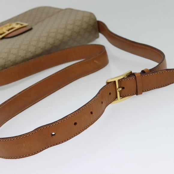 CELINE Macadam Canvas Shoulder Bag PVC Beige Gold Auth 140613