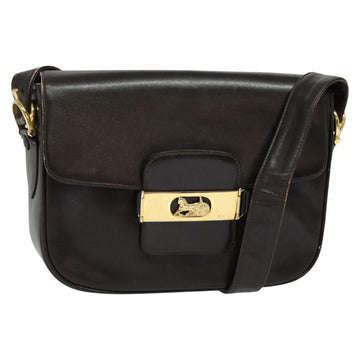 CELINE Horse Carriage Shoulder Bag Leather Brown Gold Auth 140615