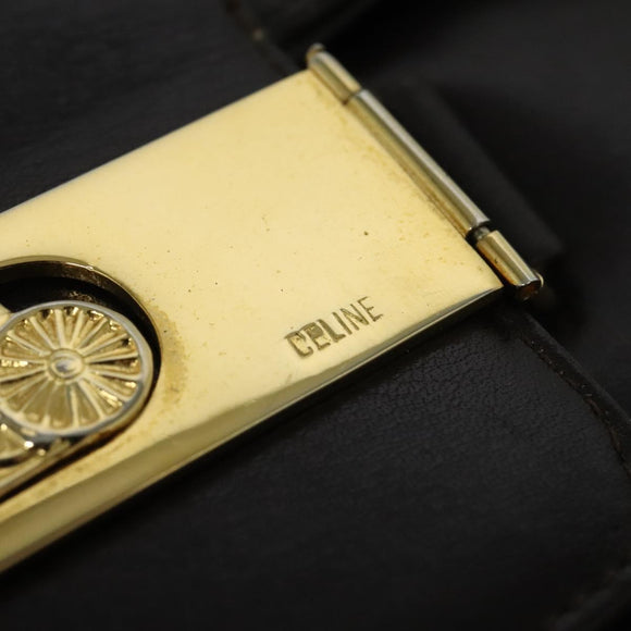 CELINE Horse Carriage Shoulder Bag Leather Brown Gold Auth 140615