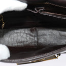 CELINE Horse Carriage Shoulder Bag Leather Brown Gold Auth 140615-18