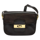 CELINE Horse Carriage Shoulder Bag Leather Brown Gold Auth 140615-2