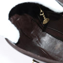 CELINE Horse Carriage Shoulder Bag Leather Brown Gold Auth 140615-20