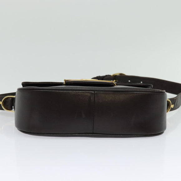 CELINE Horse Carriage Shoulder Bag Leather Brown Gold Auth 140615